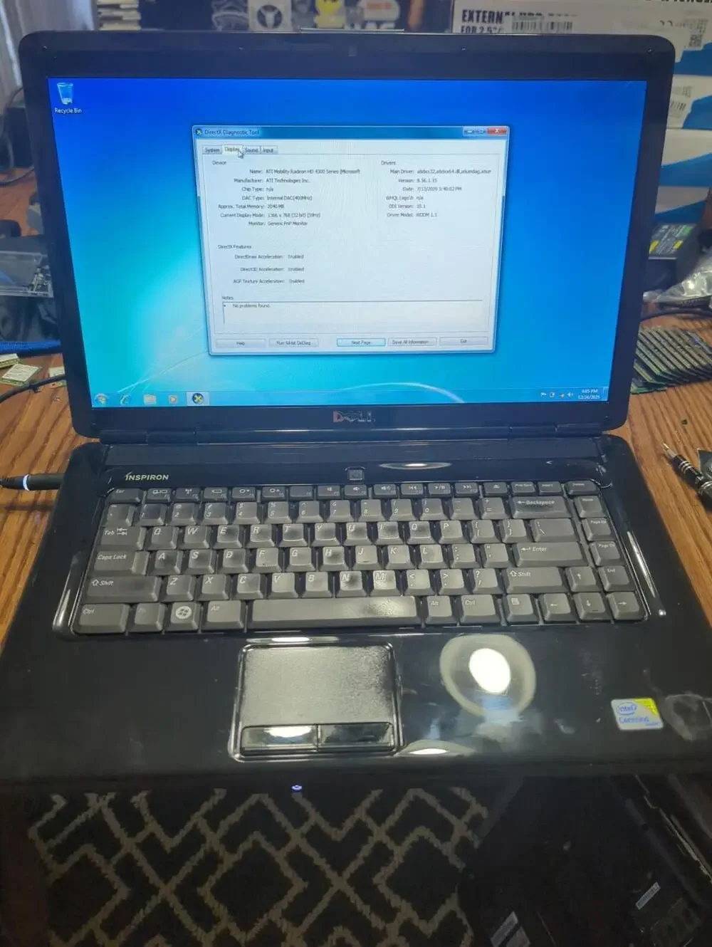 Dell Inspiron 1545 (win 7-3gb Ram - 120gb SSD -c2d- Wi-Fi - Webcam - Dvd-rw)